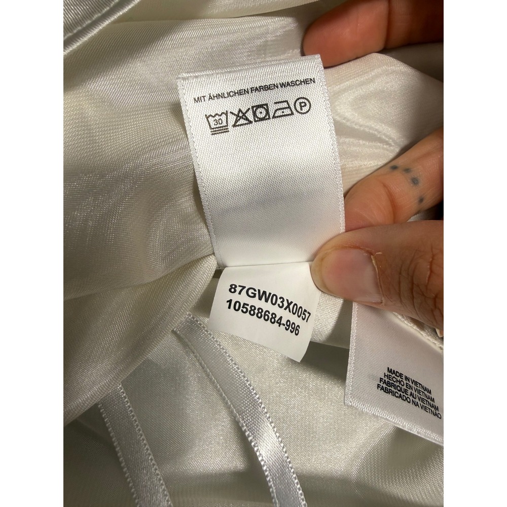 Kasper Blouse Womens 2X Ivory Excellent Satin Tie Neck Sleeveless Office Top - Picture 11 of 12